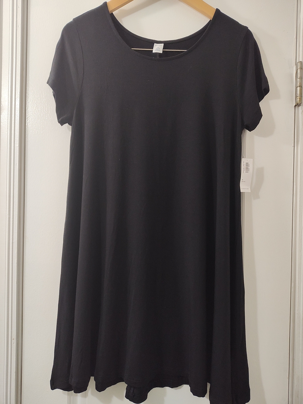 Old Navy Black Jack Short-Sleeve Knit Swing Mini Dress Classic Goth NWT